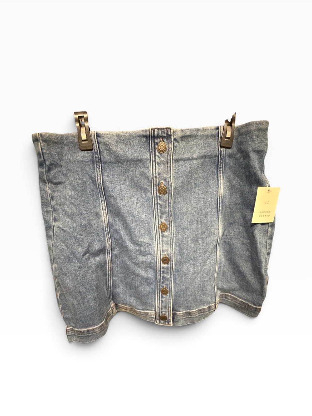 LC Lauren Conrad Denim Mini Skirt PXXL Petite XXL Button Front Blue NWT